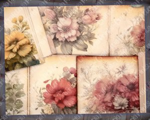 Watercolor Vintage Flowers Digital Paper Pack - Perfect for Scrapbooking, Invitations, Digital Planners, Journaling, and Junk Journals