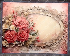 Dusty Roses Digital Junk Journal Background Vintage Lace Collage Printable Kit, Antique Paper, Perfect for Invitations, Digital Planners