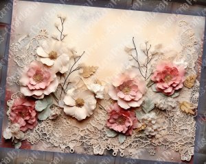 Dusty Roses Digital Junk Journal Background Vintage Lace Collage Printable Kit, Antique Paper, Perfect for Invitations, Digital Planners