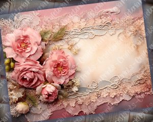 Dusty Roses Digital Junk Journal Background Vintage Lace Collage Printable Kit, Antique Paper, Perfect for Invitations, Digital Planners