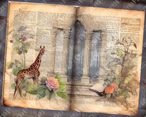 Vintage Library Junk Journal Page | Center Page for Junk Journal | Vintage Books Paper | Full Page Borderless | Perfect for Invitations