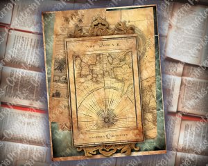 16 papers | Vintage Map Junk Journal Pages, Printable Antique World Maps, Digital Scrapbook Kit, Old Aged Distressed Paper, Grunge Download