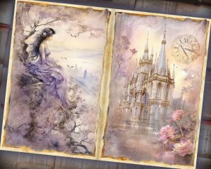 26 Papers | Vintage Nostalgiacore Crown Scrapbooking Kit, Romantic Fairy Tale Printable Paper, Soft Pastel Junk Journal Pages