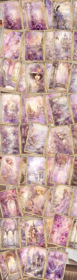 26 Papers | Vintage Nostalgiacore Crown Scrapbooking Kit, Romantic Fairy Tale Printable Paper, Soft Pastel Junk Journal Pages