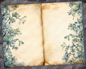 12 Papers | Vintage Scrapbooking Paper Pack | Light Blue & Green Tones | Watercolor Style Background | Shabby Chic Junk Journal Kit