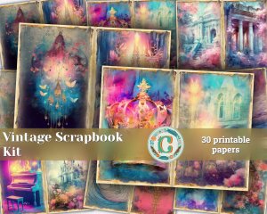 30 Papers | Vintage Junk Journal Kit, Shabby Chic Scrapbooking Paper Collection, Printable Pages for Invitation Design, Journaling Set