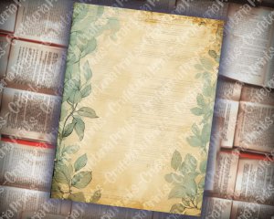 12 papers | Vintage Paper Sheet with Light Blue and Green Tones | Watercolor Style Background | Perfect for Scrapbooking, Junk Journals