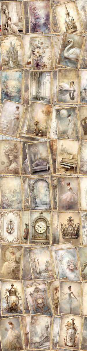 42 Papers | Vintage Shabby Chic Scrapbooking Kit, Printable Junk Journal Pages, Shabby Papers for Invitations and Designs, Journaling Kit