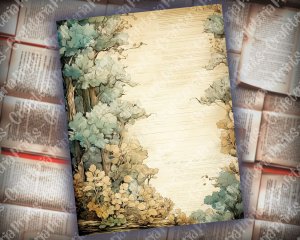 23 papers | Vintage Scrapbooking Kit | Printable Pages | Shabby Chic Journaling Kit | Ocean Vibes Leaves | Watercolor Style Background