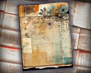 20 papers | Vintage Scrapbooking Paper Collection, Shabby Chic Junk Journal Kit, Distressed Antique Colors, Printable Pages for Journaling