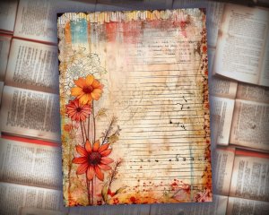 12 papers | Vintage Boho Texture Scrapbook Paper for Junk Journaling and Invitations | High Res Printable Pages for Shabby Chic Designs