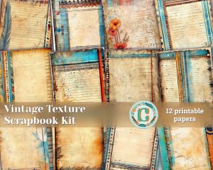 12 papers | Vintage Boho Texture Scrapbook Paper for Junk Journaling and Invitations | High Res Printable Pages for Shabby Chic Designs