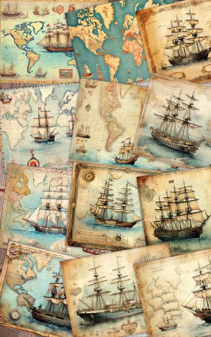 12 papers | Vintage Retro World Map Scrapbooking Papers | Shabby Chic Ephemera and Intricate Illustrations | Perfect for Junk Journals