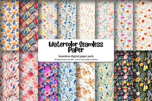 Watercolor Digital Paper with Seamless Texture | Illustration Clipart | Instant Download | Printable Backgrounds | Commercial Use