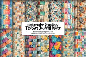 Watercolor Illustration Seamless Texture Paper for Junk Journal Digital Crafting - High-Quality Digital Pattern Paper with Unique Designs