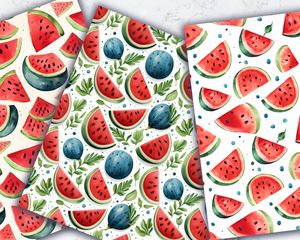 Colorful Cartoon Watermelon Digital Paper - Seamless Texture for Crafts, Scrapbooking, and Design Projects - Instant Download Available