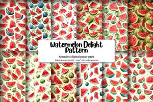 Colorful Cartoon Watermelon Digital Paper - Seamless Texture for Crafts, Scrapbooking, and Design Projects - Instant Download Available