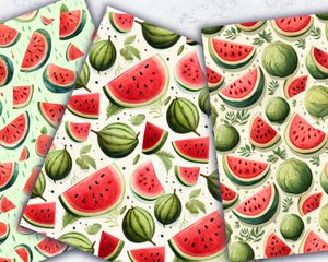 Colorful Watermelon Cartoon Pattern Paper - Seamless Digital Download for Scrapbooking, Crafts, and DIY Projects - Instant Download