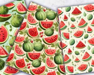 Colorful Watermelon Cartoon Pattern Paper - Seamless Digital Download for Scrapbooking, Crafts, and DIY Projects - Instant Download