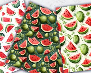 Colorful Watermelon Cartoon Pattern Paper - Seamless Digital Download for Scrapbooking, Crafts, and DIY Projects - Instant Download