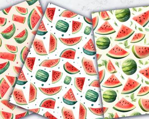 Colorful Watermelon Cartoon Pattern Paper - Seamless Digital Download for Scrapbooking, Crafts, and DIY Projects - Instant Download