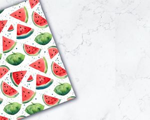 Cartoon Watermelon Digital Paper Seamless Texture - Cute Fruit Patterns for Scrapbooking, Crafts, and DIY Projects - Instant Download