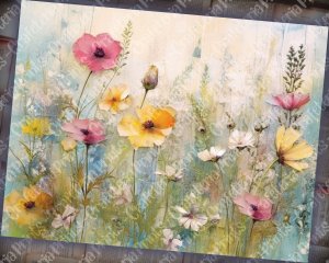 20 Pages of Painted Wildflowers Background, Vivid Colors, Shabby Chic Ephemera, Scrapbooking, Perfect for Invitations, Digital Planners