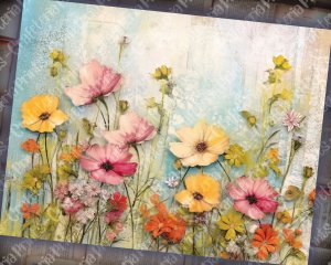 20 Pages of Painted Wildflowers Background, Vivid Colors, Shabby Chic Ephemera, Scrapbooking, Perfect for Invitations, Digital Planners