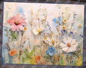 20 Pages of Painted Wildflowers Background, Vivid Colors, Shabby Chic Ephemera, Scrapbooking, Perfect for Invitations, Digital Planners