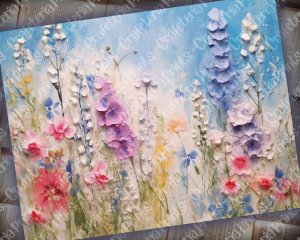 20 pages of Painted Wildflowers Background, Vivid Colors, Shabby Chic Ephemera for Scrapbooking, Invitations, Digital Planners