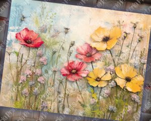 20 pages of Painted Wildflowers Background, Vivid Colors, Shabby Chic Ephemera for Scrapbooking, Invitations, Digital Planners