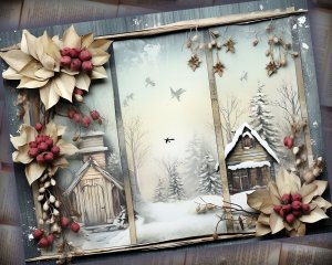 12 papers | Winter Tales Frozen Fairy Tale Scrapbooking Kit, Shabby Chic Ephemera, Junk Journal Printable Pages, Scrapbook Background Design