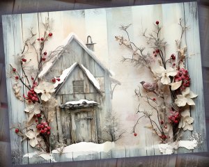 12 papers | Winter Tales Frozen Fairy Tale Scrapbooking Background, Shabby Chic Ephemera for Junk Journal Kit, Printable Pages and Paper