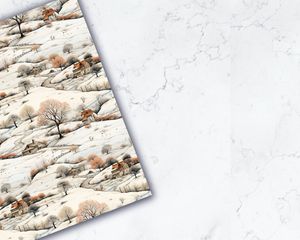 Country Winterscape Digital Pattern Paper | Watercolor Illustration | Trending on Etsy | Seamless Texture | Printable Design Paper