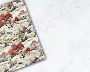 Rustic Country Winterscape Digital Pattern Paper with Seamless Texture, Watercolor Illustration Style, Trending on Etsy, DIY Craft Supply