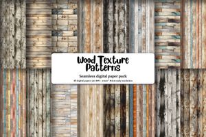 Rustic Wood Texture Seamless Patterns for Crafts & Designs, Shabby Chic Distressed Wood Plank, Illustration Style Texture, Instant Download