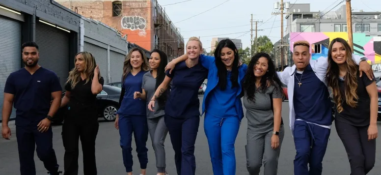 Cara Lunsford and a group of nurses