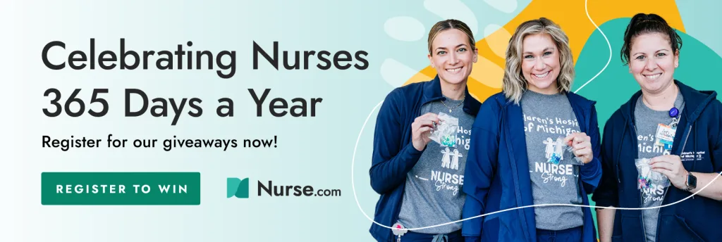 Link to giveaway opportunities for nurses on Nurse.com