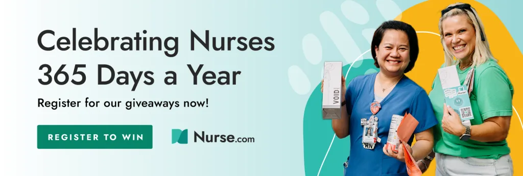 Link to giveaway opportunities for nurses on Nurse.com