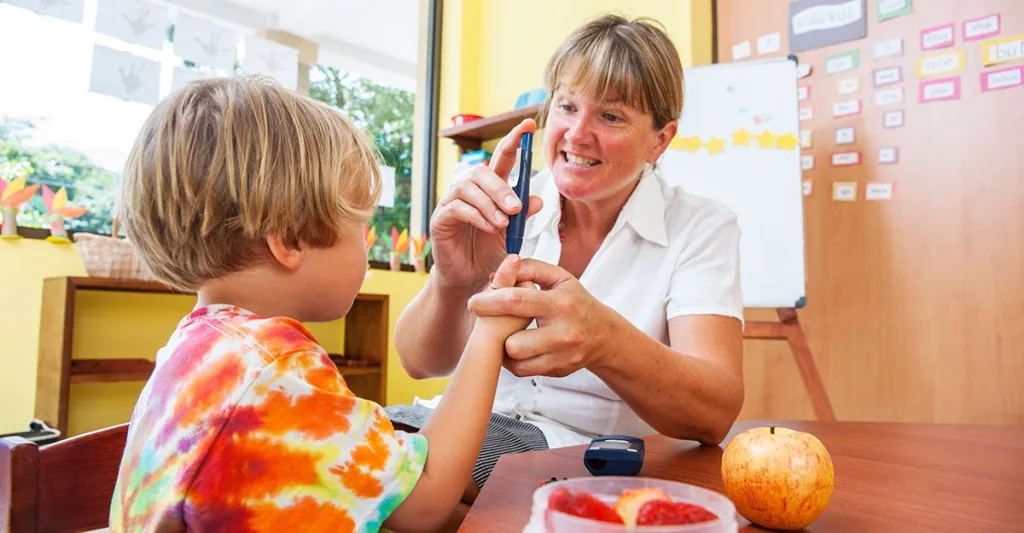 School nurse helping student