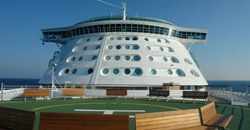 Cruise ship with helipad