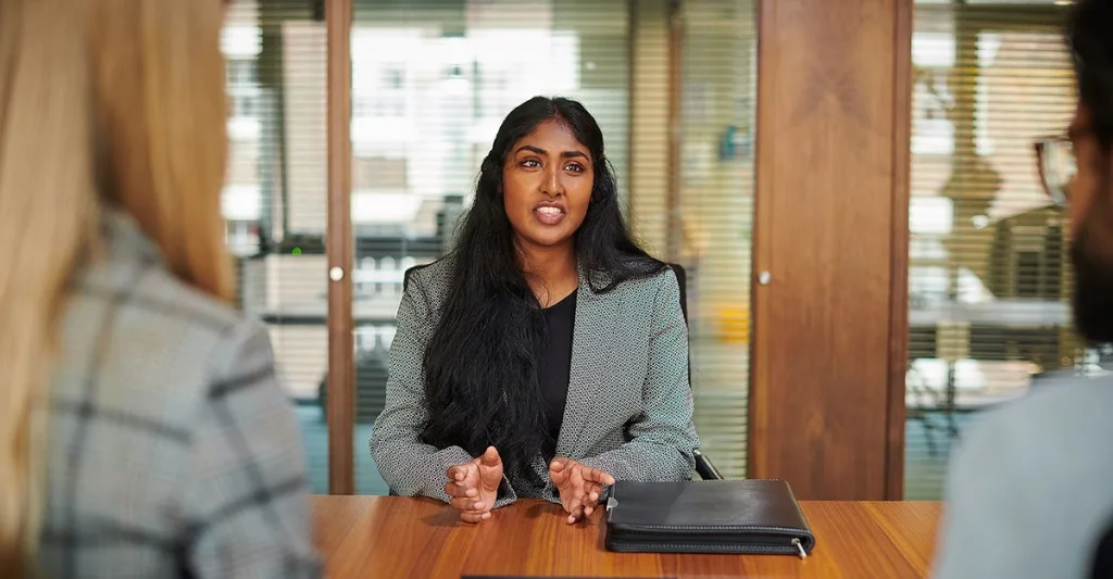 Woman at job interview