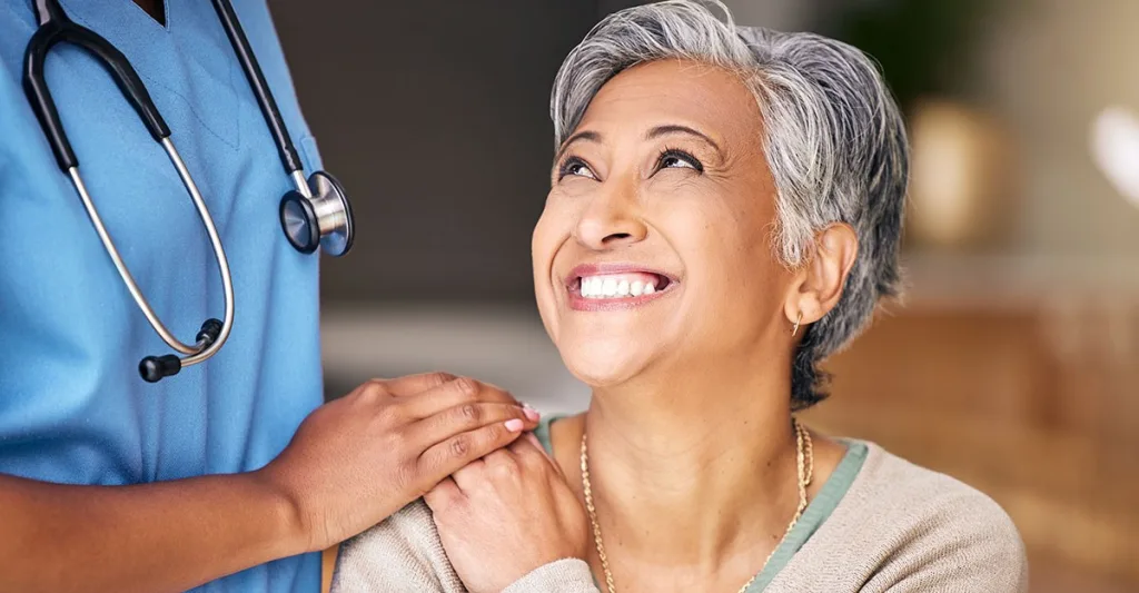 Nurse caring for patient