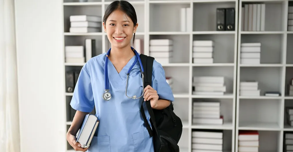 Nursing student wearing best stethoscope for nurses