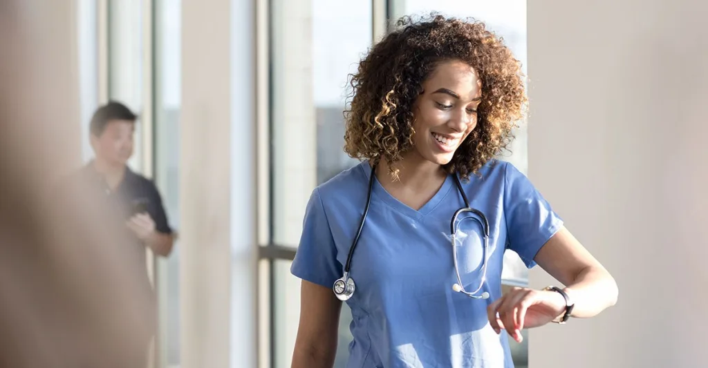 Nurse looking at her watch