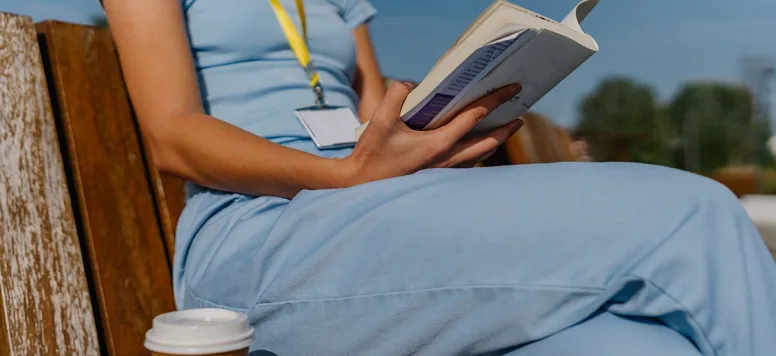 Nurse taking a break at work