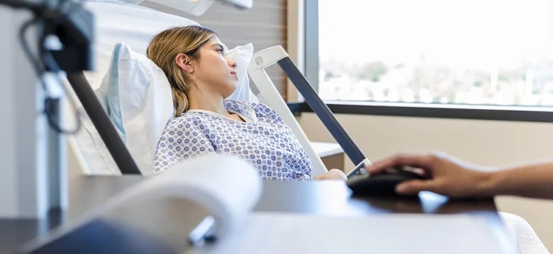 Patient in hospital bed