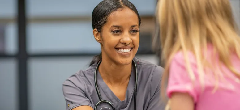 School nurse supporting student