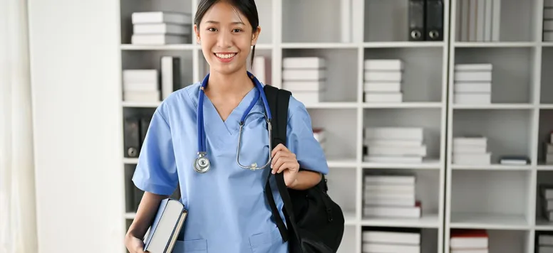 Nursing student wearing best stethoscope for nurses