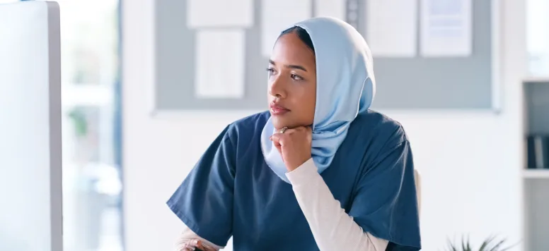 nurse on computer